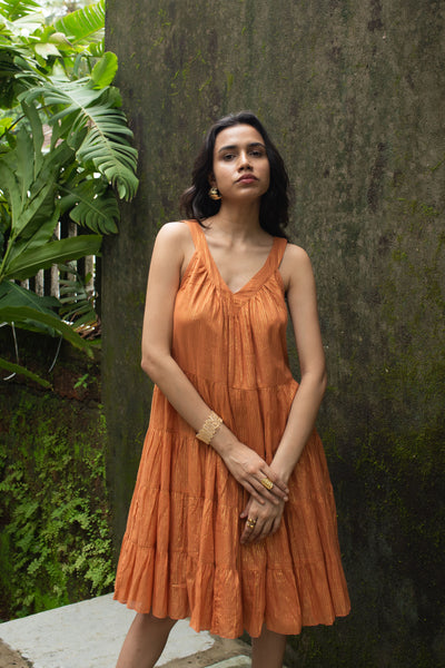 Rust Tinsel Arrow Dress