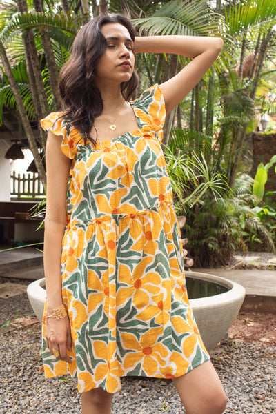 Kypseli Dress - Yellow Daisy