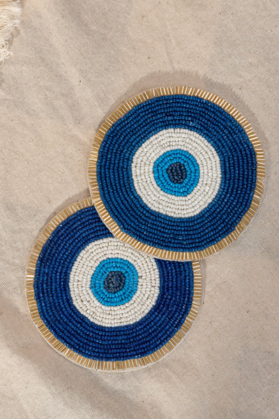 Blue Evil Eye Coaster - Set of 2