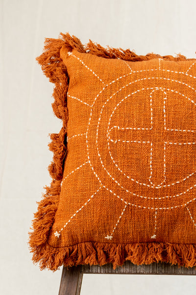 Burnt Orange Sunburst Cushion Cover