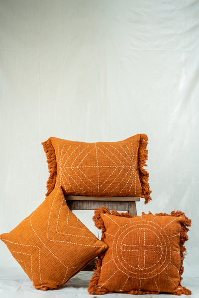 Burnt Orange Sunburst Cushion Cover