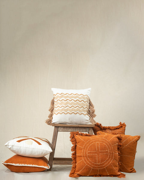 Burnt Orange Sunburst Cushion Cover