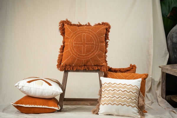 Burnt Orange Sunburst Cushion Cover