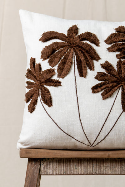 Chocolate Palm Tree Cushion Cover