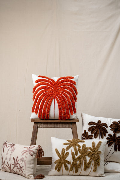 Ecru Palm Tree Cushion Cover