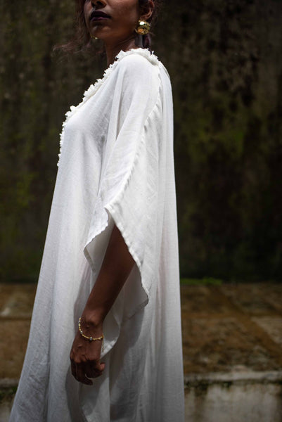 White Fringe Kaftan