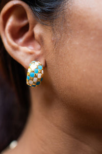 Chequers Earrings - Blue