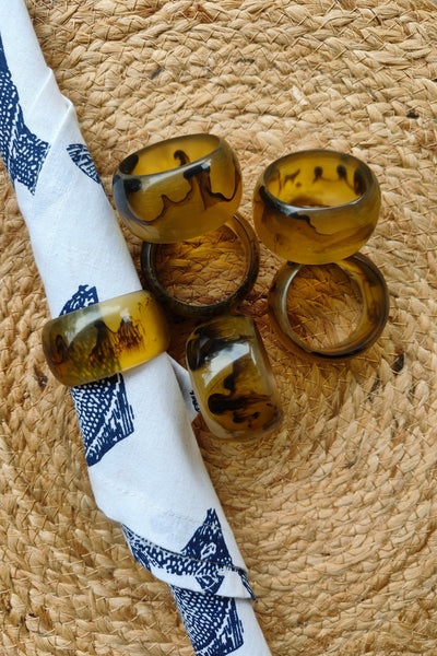 Yellow Resin Napkin Ring - Set of 6