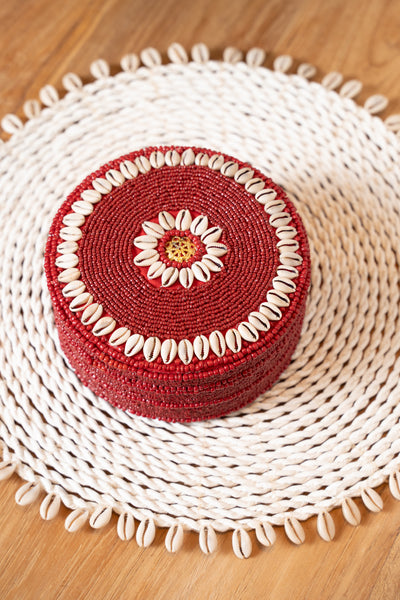 Red Shell Beaded Box