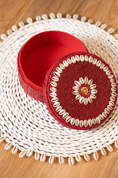 Red Shell Beaded Box