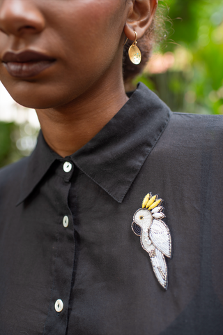 Hand Embroidered Cockatoo Brooch