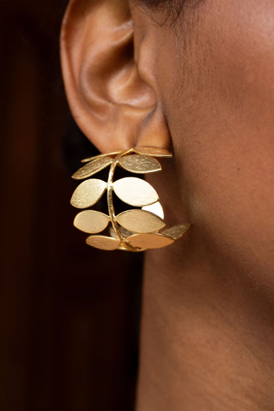 Leaf Circle Earrings