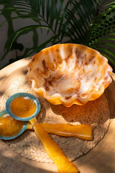 Amber Scalloped Bowl