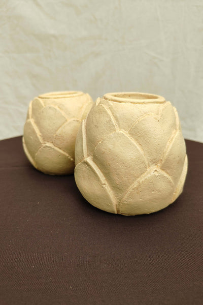 Lotus Clay Candle Stand - Set of 2