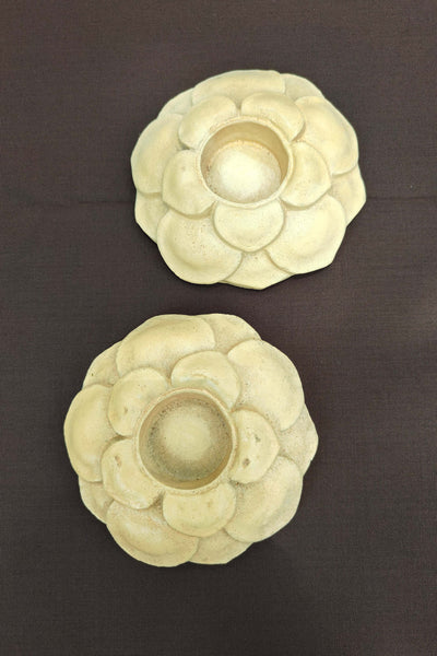 Flower Clay Candle Holder - Set of 2