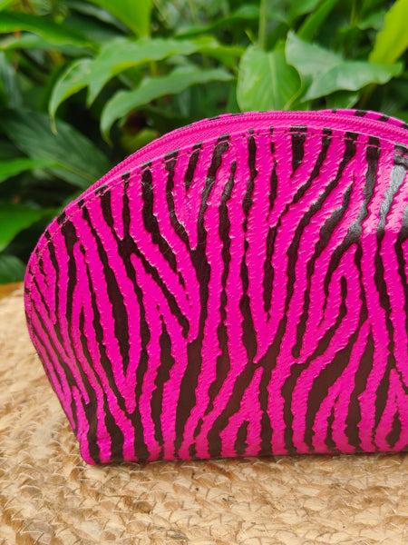 Zebra Stripe Pouch - Pink