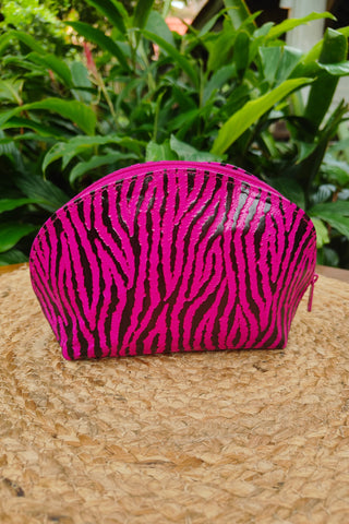 Zebra Stripe Pouch - Pink