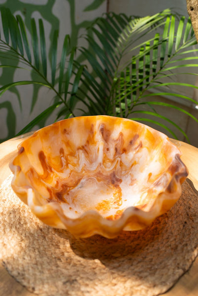 Amber Scalloped Bowl