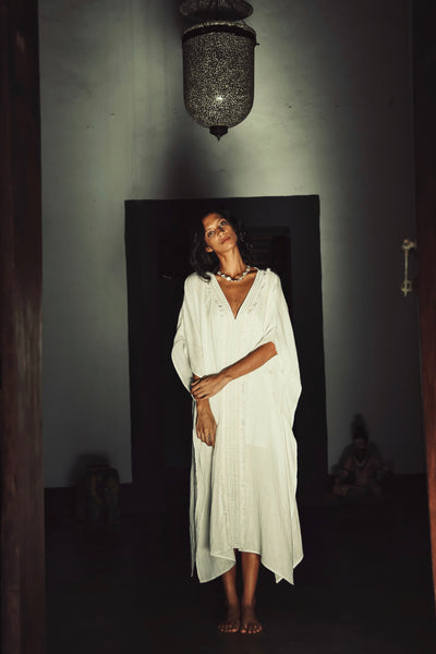 White Fringe Kaftan